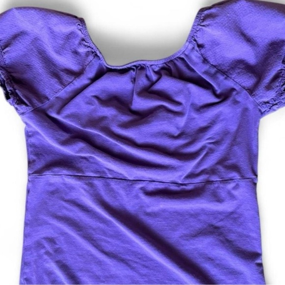 ZARA Collection Purple Ruched Peasant Top - Picture 3 of 5